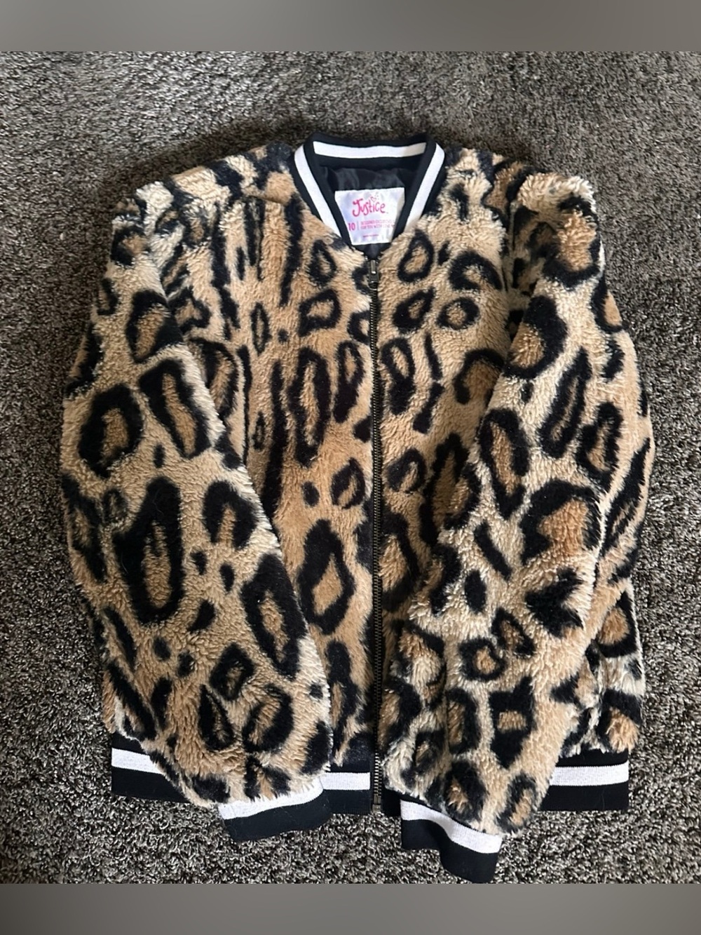 Justice Girls Cheetah Jacket Size Large 0079